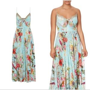 NWT: Camilla Dress Sz: XXS Long Dress With Tie Front